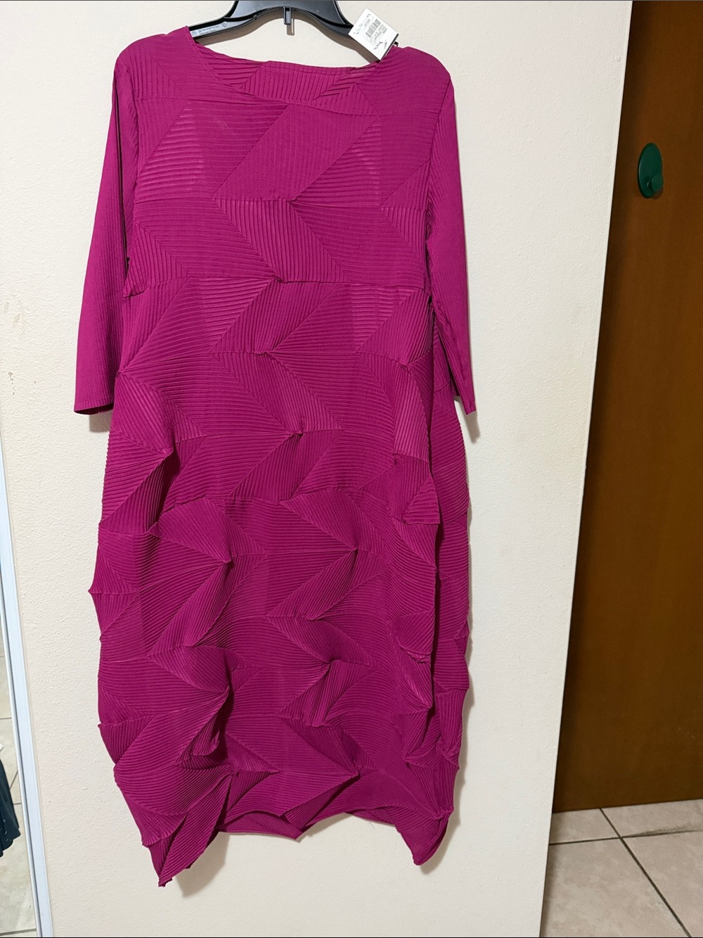 Fuchsia Textured Shift Dress - Elegant Everyday Style